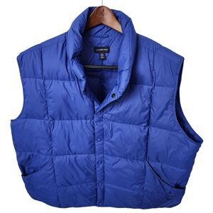 Lands' End Men's XXL 50-52 Puffer Down Vest Blue Insulated Goose Down Feathers